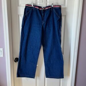 Tommy Hilfiger Woman Carpenter Jeans Dark Wash Blue Size 31 Striped‎ Waist